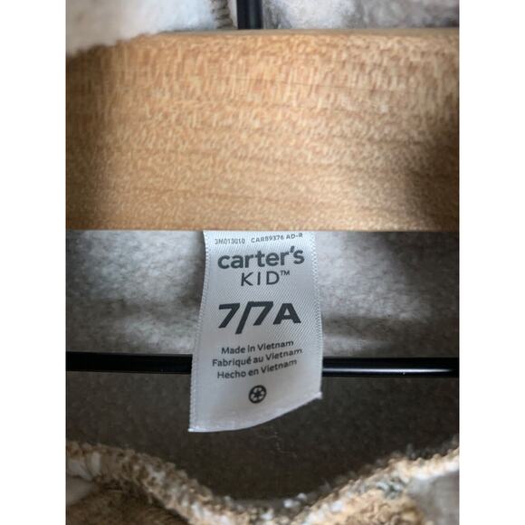 Carters Kid Brown & Black Heart Pattern Fleece Hoodie For Children Size 7/7A - Picture 4 of 5